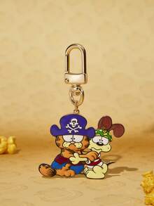 GARFIELD | SHEIN New Creative Cartoon Funny Cat Pattern Printed Keychain 1PC, IP Joint Design, Cute Personalized, Simple And Generous, Can Also Be Used As Bag Accessories, Suitable For Various Parties, Concerts, Festivals, Exquisite Gifts - Gold - View 1