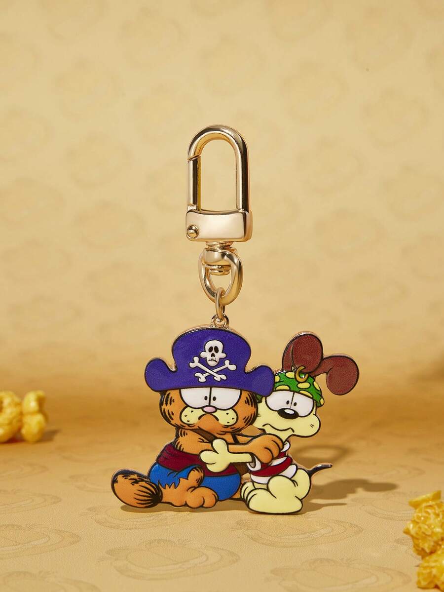 GARFIELD | SHEIN New Creative Cartoon Funny Cat Pattern Printed Keychain 1PC, IP Joint Design, Cute Personalized, Simple And Generous, Can Also Be Used As Bag Accessories, Suitable For Various Parties, Concerts, Festivals, Exquisite Gifts - Gold - View 1