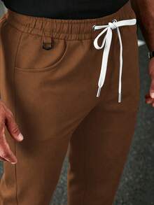 SLATEMANN Men's Drawstring Pants,Shades Of Brown,Autumn,Casual,Work,Comfortable Design,INS Style,Husband Gift,Weddings,Photography,Y2K,Essential All Seasons - Coffee Brown - View 5