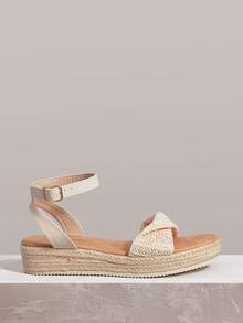 Styleloop Women's Wedge Heel Platform Sandals, Bohemian, Beach Vacation, Western Wind, Summer Wear, Travel Essentials - Apricot 2 - View 4