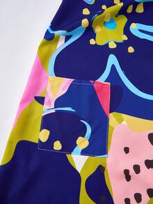 Rusticease Vestido de cuello redondo con estampado colorido de talla grande - Multicolor - Ver 5