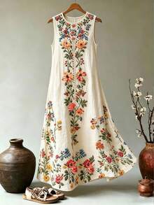 Balvessa Vestido midi casual con estampado floral para fiestas y salidas de mujer - Multicolor - Ver 1