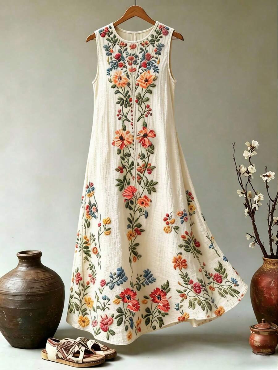 Balvessa Vestido midi casual con estampado floral para fiestas y salidas de mujer - Multicolor - Ver 1