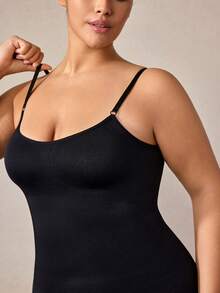Veilyse 1pc Women's Plus Size Body Shaper Unitard, Postpartum Abdominal Control Shapewear, Tight Waist Shaping Underwear, Butt Lifter - Black - View 7