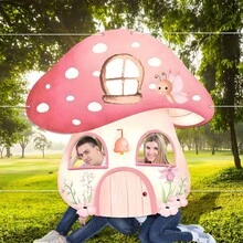 Large Mushroom Shaped Photography Prop, Fairy Theme Birthday Party Decor, Pink Fairy Selfie Frame Backdrop, Forest Garden Photo Background, Fairy Decorations - multicolor - View 5