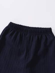 Souflis Souflis 女童新款清新淡雅两件套，蝴蝶结装饰无袖上衣+阔腿裤，甜美可爱时尚日常穿搭，夏季 - 藏蓝色 - 查看 7
