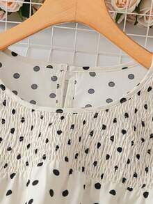 EMERY ROSE Women's Polka Dot Ruffle Double Layer Sleeve Casual Blouse - Apricot - View 5