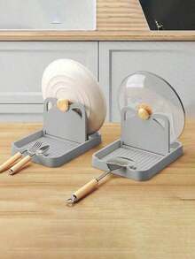 2 piezas Soporte multifuncional para tenedor de cocina, cuchara, tapa de olla y espátula, organizador plegable de utensilios, herramientas de cocina prácticas - Multicolor - Ver 14