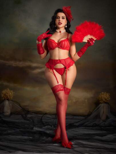 PinupPomp 红色复古性感内衣套装
