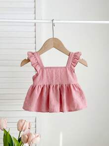 SHEIN Áo kiểu bé gái dễ thương, có họa tiết, thắt nơ, thích hợp cho mùa hè. - Màu Hồng baby - Xem 2