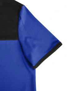 Manfinity Homme Men's Athleisure Colorblock Round Neck Short Sleeve Tee And Track Shorts Co-Ords - Royal Blue - View 3