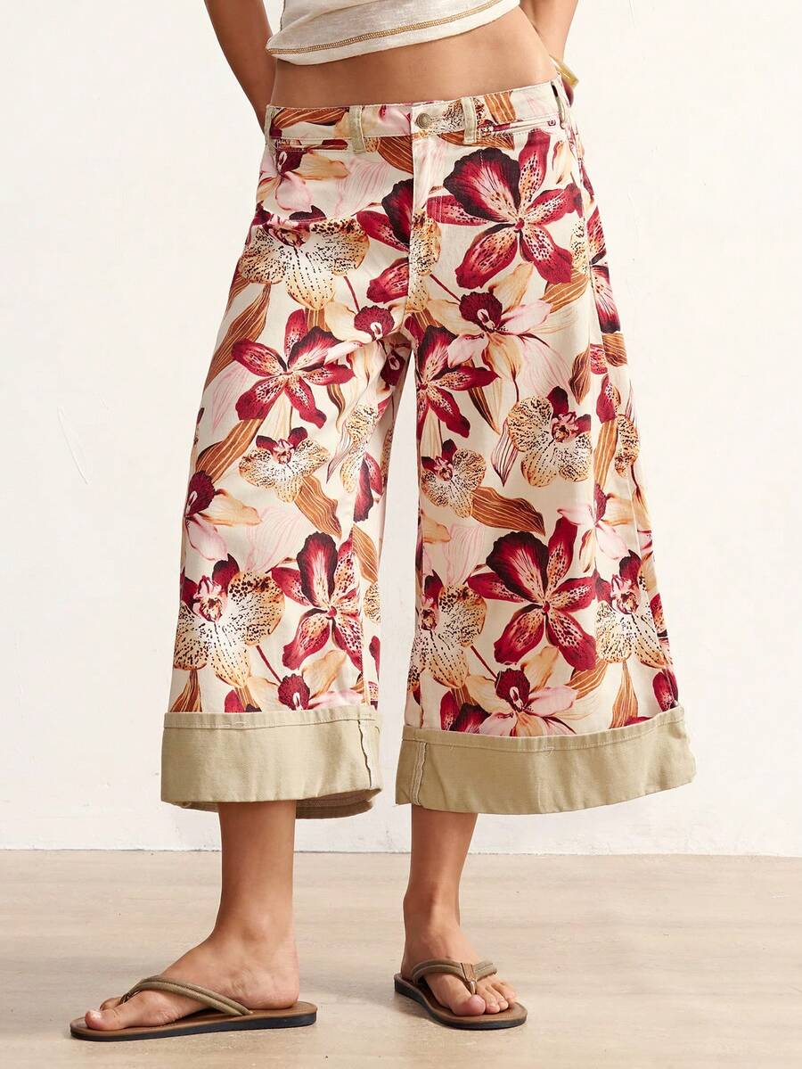 Bohemela Quần nữ dáng rộng, dệt họa tiết, phối nhiều mảnh, kiểu dáng thường ngày. - Hồng - Xem 1