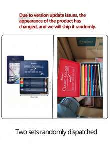 1pc Tin Box Watercolor Pencils Set 12/24/36/48 Colors, Thick Triangle Wood-Cased Colored Pencils For Drawing Painting Back To School - Multicolor - View 12