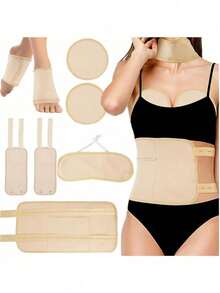 Set de 6 piezas de Paquete Mejorado de Aceite de Ricino, Apto para Rodillas, Cuello y Cintura, Reutilizable, Lavable a Máquina, a Prueba de Aceite - Albaricoque - Ver 7
