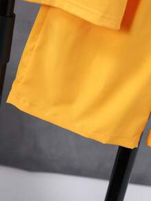 3pcs/Set Boys' Letter Print T-Shirt, Cargo Shorts With Pocket & Mini Crossbody Bag, Fashionable Outfit For Outdoor Activities In Spring/Summer - Yellow - View 6
