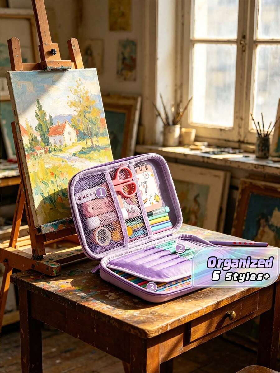 1pc Large Capacity Pencil Pouch 3D EVA School Supplies Box, New High School And Elementary School Girls' Colorful Pencil Box, Cartoon Pencil Box - Multicolor - View 1