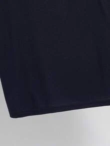 SHEIN Teen Boy Teen Boy Casual Minimalist Round Neck Short Sleeve T-Shirt, Suitable For Summer - Royal Blue - View 3
