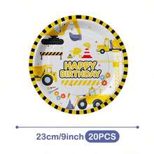 Excavator Happy Birthday Disposable Plates, Napkins And Cups Set, Serves 20 Guests. This Disposable Party Set (Including Plates, Napkins And Cups) Is Perfect For Birthday Parties, Weddings And Family Picnics. - View 7