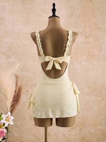 Bellisia Women's Ivory Lace Trim Vacation Skirt Set - Pale Yellow - View 2