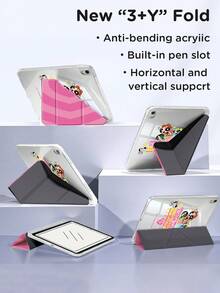 THE POWERPUFF GIRLS X SHEIN 适用于 iPad (A16) 11 英寸第 11 代（2025 年款）/ iPad 第 10 代、iPad Pro 2020/2021 11 英寸、iPad 7/8/9 代、Galaxy Tab A9 Plus 的保护套，采用高端质感，支持 3+Y 折叠，具备自动唤醒/睡眠功能和内置笔槽，防震保护套。 - 彩色 - 查看 6