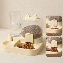PETSIN 1 ensemble bol à eau et à nourriture pour chat, séparation du sec et du mouillé, matériau en plastique durable, station d'alimentation et d'abreuvement pour animaux de compagnie, facile à nettoyer, convient à divers animaux de compagnie pour se réhydrater et avoir une alimentation saine. - Réservoir d'eau 400ML-baril de grain 700ML - Voir 5