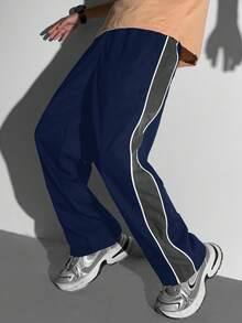 Tween Boy Color Block Casual Versatile Daily Wear Pants - Navy Blue - View 4