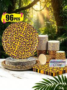 Colorful Polka Dots Disposable Plates, Napkins And Paper Cups Party Set, Serves 24 Guests. This Disposable Paper Party Tableware Is Suitable For Birthdays, Weddings, Themed Parties And Family Picnics. - View 1