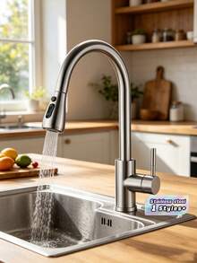Kitchen Faucet, Mixing Faucet, Single Lever Faucet With 360° Rotation, Sink Faucet, Kitchen Faucet Headband Pull-Out Type Spray High-Arc Faucet - Multicolor - View 1