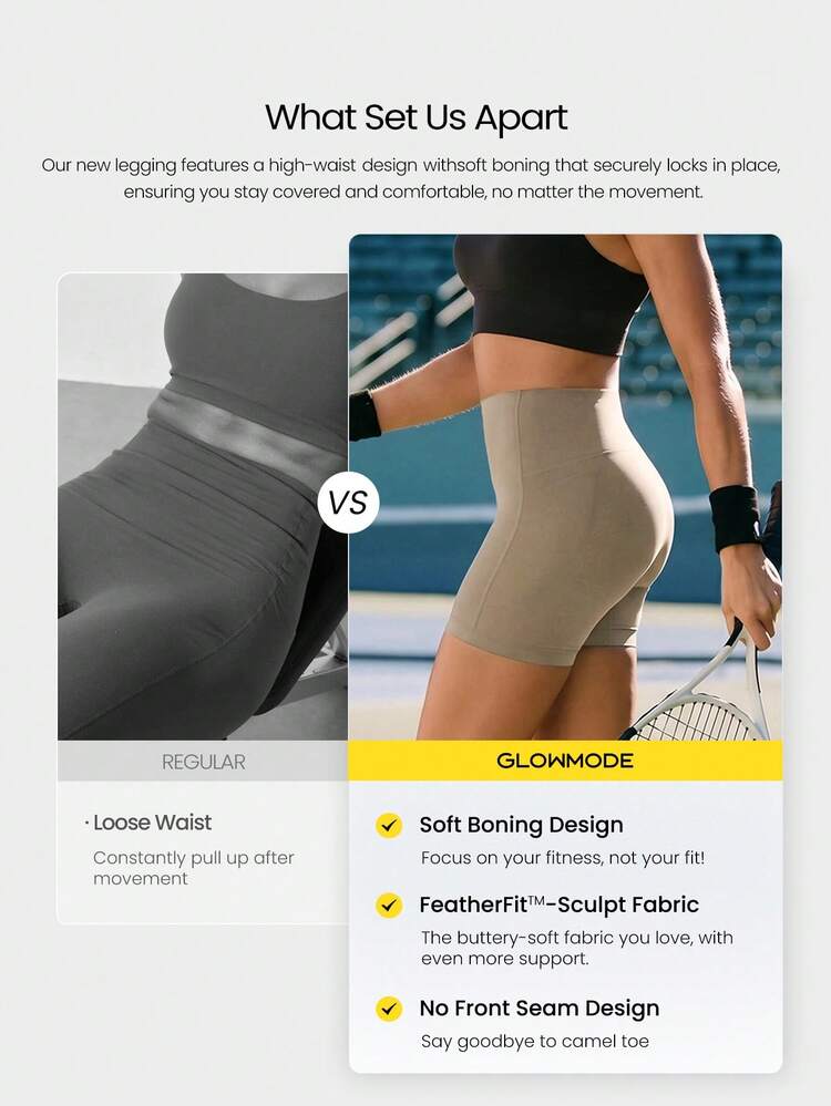4.3" CoreHold FeatherFit™-Sculpt Pavement Pusher No Front Seam Corset Support Tummy Control Biker Shorts With Side Pockets Non-Slip Strips Medium Impact Running Jogging Training Gym Workout