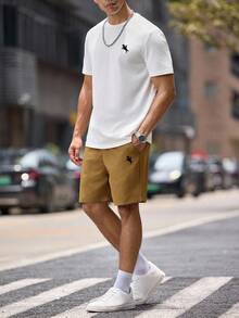 Manfinity Joysei Men's Fitted Knit Top And Woven Shorts Set, Holiday - Multicolor - View 5