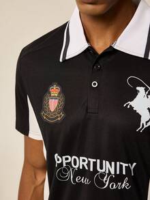 Tonviero Camisa polo con cuello y estampado minimalista para hombre - Multicolor - Ver 5