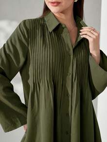 Veilorie Damen elegantes Set aus einfarbiger Bluse und Hose, 2-teilig - Armeegrün - Übersicht 3
