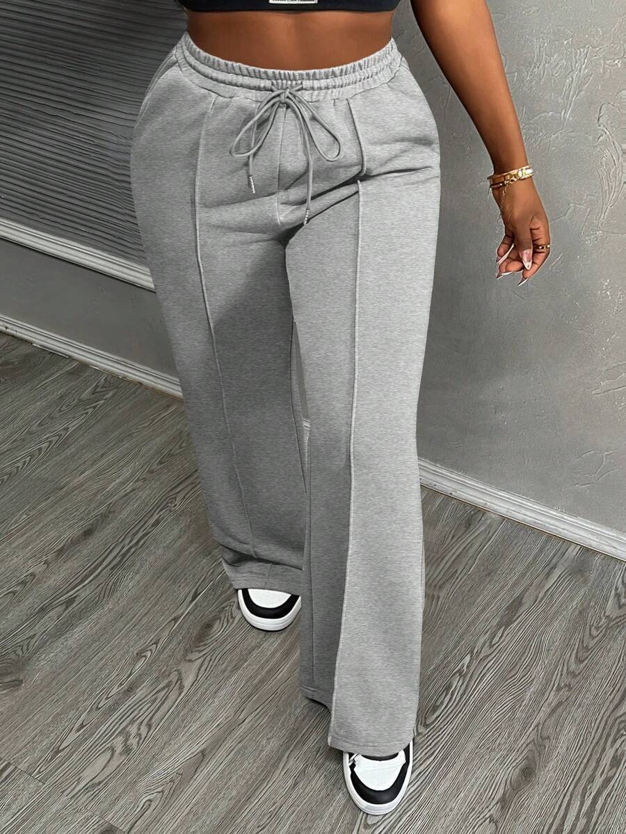 Slaydiva Women's Casual Solid Color Drawstring Waist Sweatpants