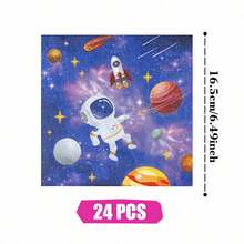 Conjunto de Pratos, Guardanapos e Copos de Papel Descartáveis Tema Astronauta e Estrela, Serve 24 Convidados. Esta Louça de Papel Descartável é Adequada para Aniversários, Casamentos, Festas Temáticas e Piqueniques Familiares. - Visão 6
