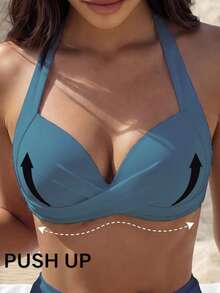 Voyashape Women's Beach Vacation Swimwear Top - Dusty Blue - View 6