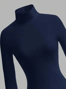 SHEIN Tall 2件組純色修身高領白色上衣，適合秋冬，高個女性 - 彩色 - 查看 13