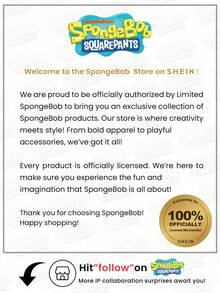 SpongeBob SquarePants | SHEIN 小男孩圓領短袖可愛卡通印花夏季T恤，全身印花 - 白色 - 查看 9