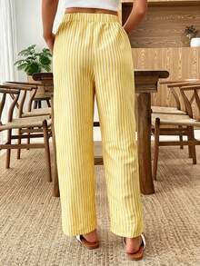 EMERY ROSE Elastic Waist Striped Casual Pants - Multicolor - View 2