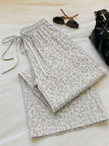 SHEIN EZwear Quần ống đứng buộc eo dáng rộng dành cho nữ, thích hợp cho mùa hè. - Nhiều màu - Xem 2