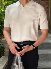DAZY Men Ribbed Knit Top - White - View 2