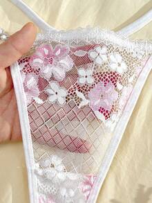 Eraneu Quần lọt khe nữ G-string ren hoa thời trang, xuyên thấu, gợi cảm. - trắng - Xem 5