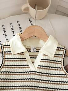Bộ đồ thường ngày cho bé gái gồm áo ba lỗ cổ sọc và quần dài - Màu Khaki - Xem 6