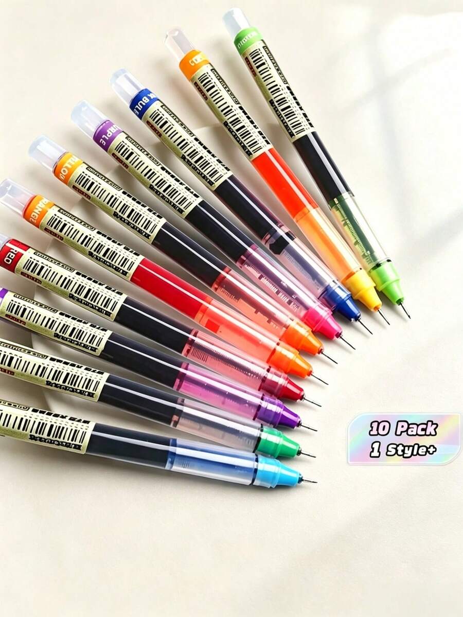 10支装彩色凝胶笔,0.5毫米细尖 - 速干墨水,书写流畅,不晕染,不渗墨,色彩鲜艳,适用于记笔记、写日记、颜色编码等办公用品,办公文具礼品套装 - 考试认可,握感舒适 - 彩色 - 查看 1