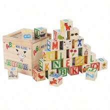 Wooden 27-Piece Colorful ABC Printed Large Building Block Set, Letter And Number Recognition Cube Building Block Creative Assembly Word Spelling Building Block Toy Set, Suitable For Boys And Girls Early Education Interactive Toy Building Block Set - Multicolor - View 12
