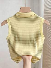Resyla Women's Striped Lemon Embroidery Button Half Placket Vest - Multicolor - View 2