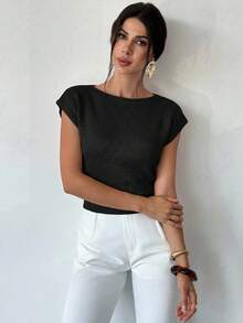 Firerie Elegante Colete de Tricô Casual Solto e Versátil sem Mangas, Parte Superior para Sair, Tops para a Escola no Outono/Inverno - Preto - Visão 5