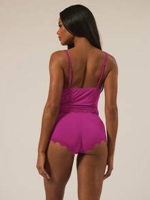 MUSERA ESSENTIALS Triangle Bust Lace Trim Adjustable Strap Cami Top And Fitted Boxer Boyshorts Multipack Set Autumn Winter Underwear Everyday Cosy Lounge Essential - Hot Pink - View 4