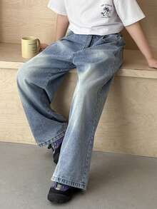 DAZY Tween Boy Contrast Color Straight Leg Casual Jeans - Medium Wash - View 7