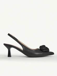 CUCCOO CHICEST Eleganta pumps för kvinnor med spetsig tå och 3D-blomdekoration - Svart - Visa 8