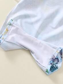 SHEIN 男/女婴可爱海龟贝壳条纹长袖罩衫，适合户外、游泳、温泉、海滩、冲浪、春夏穿着 - 彩色 - 查看 7
